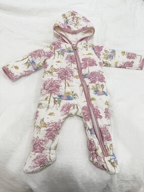 Baby Hooded One-Piece in Lavender and White Woodland Print